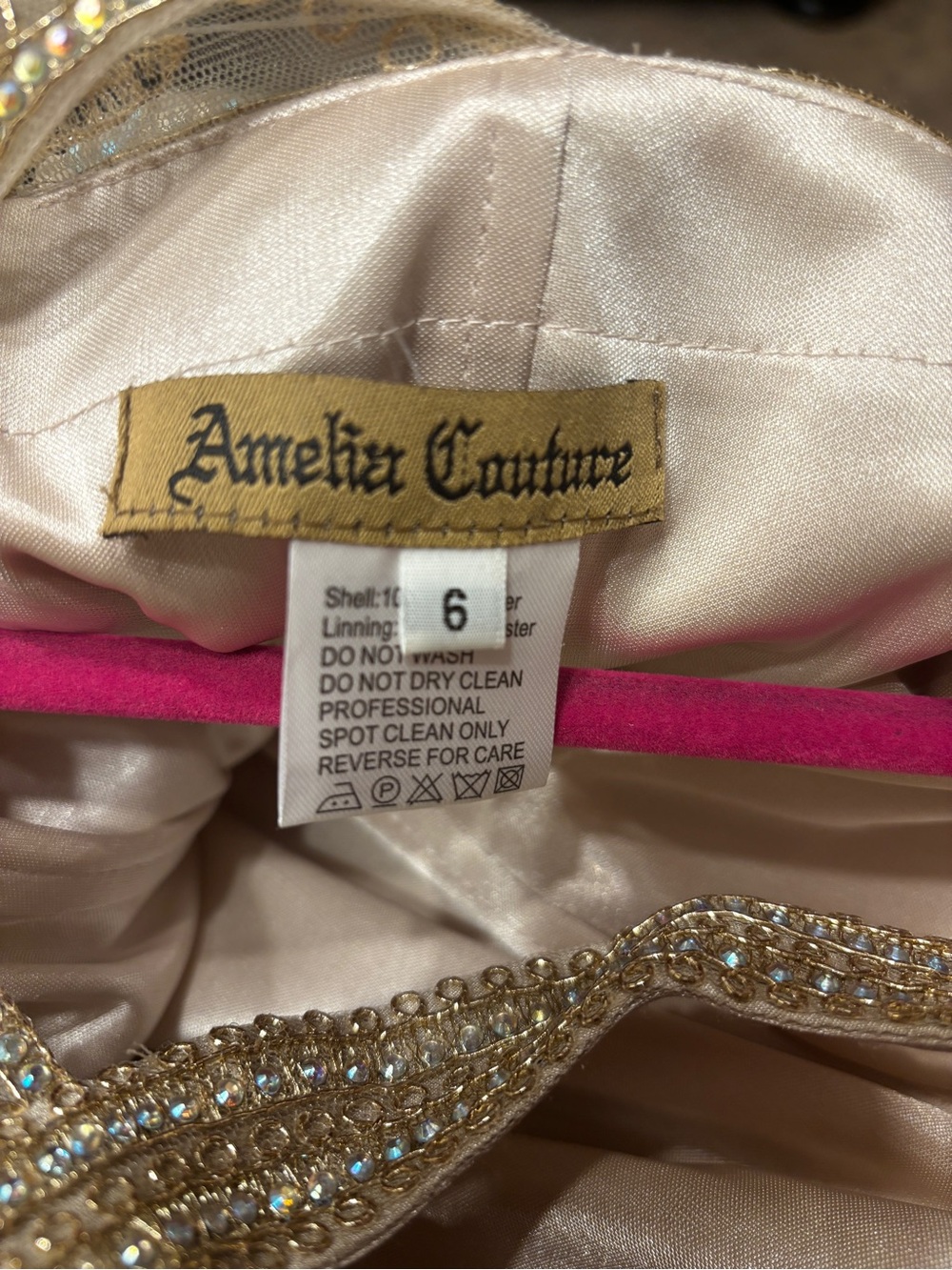 Amelia Couture Embellished champagne hue Halter Dress - Picture 6 of 6